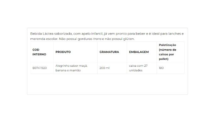 Bebida Láctea UHT sabor maçã, banana e mamão 200ml cliente