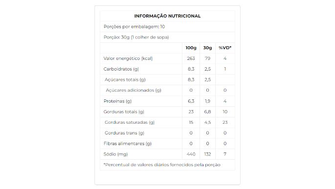 Cream Cheese 300g nutri