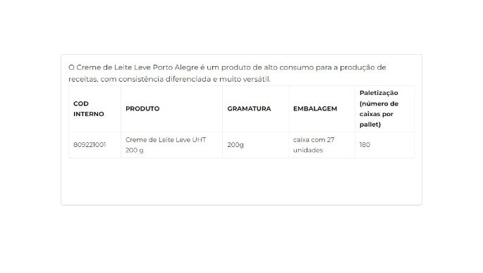 Creme de Leite Leve UHT 200g cliente