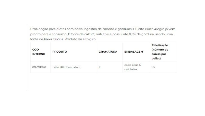 Leite UHT Desnatado cliente