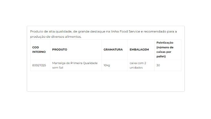 Manteiga de Primeira Qualidade sem Sal 10kg cliente