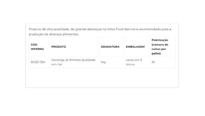 Manteiga de Primeira Qualidade sem Sal 5kg cliente