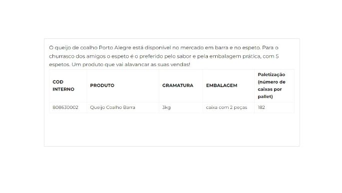 Queijo Coalho Barra cliente