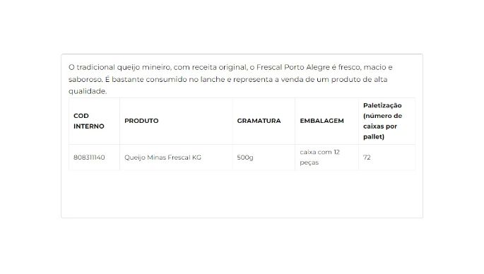 Queijo Minas Frescal 500g cliente