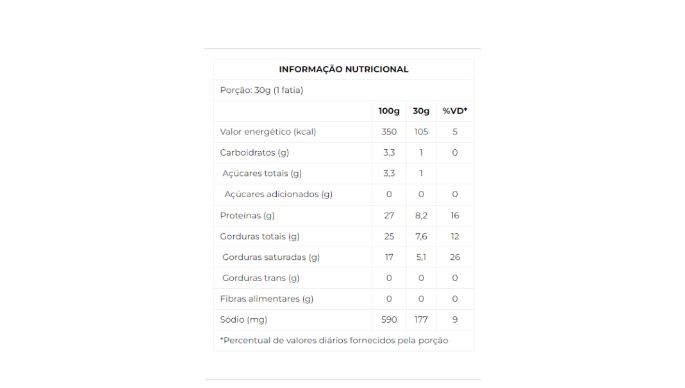 Queijo Mussarela Fracionado 500g nutri