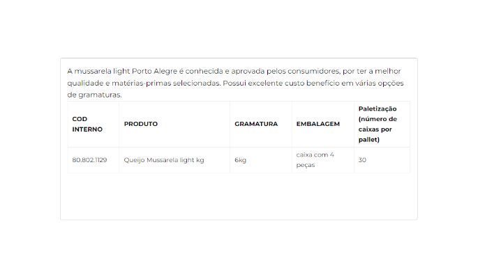 Queijo Mussarela Light 6kg cliente