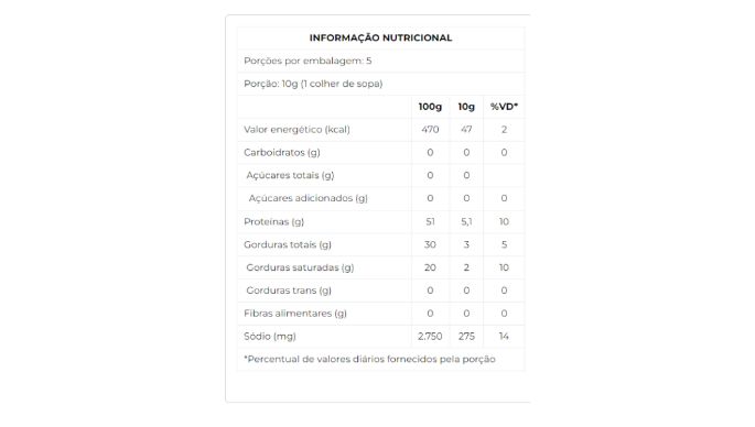 Queijo Parmesão Ralado 50g nutri