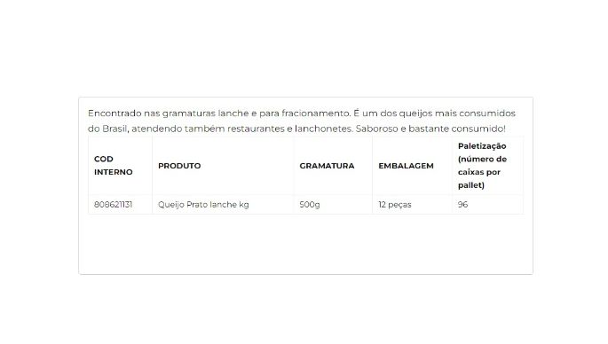 Queijo Prato Lanche cliente