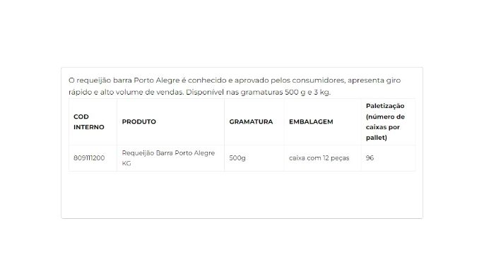 Requeijão Barra 500g cliente