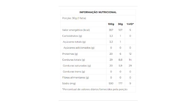 Queijo Minas Meia Cura 500g nutri