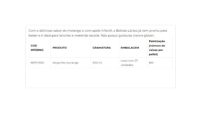 Bebida Láctea UHT sabor Morango 200ml cliente