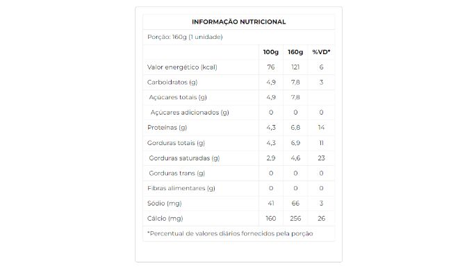 Iogurte Natural Integral 160g nutri