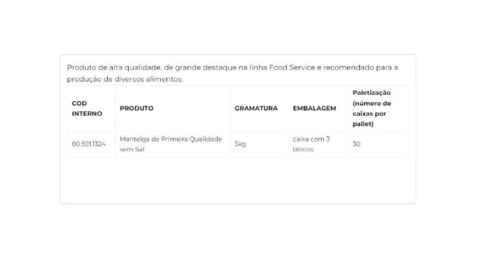 Manteiga de Primeira Qualidade sem Sal 5kg cliente