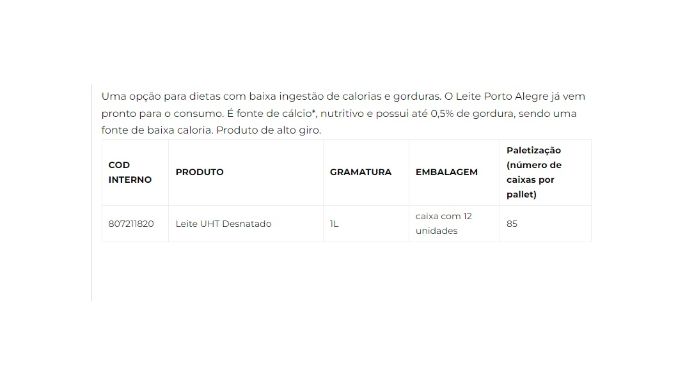 Leite UHT Desnatado cliente