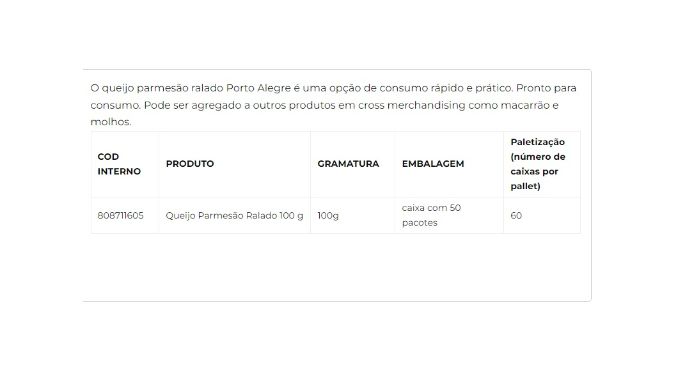 Queijo Parmesão Ralado 100g cliente